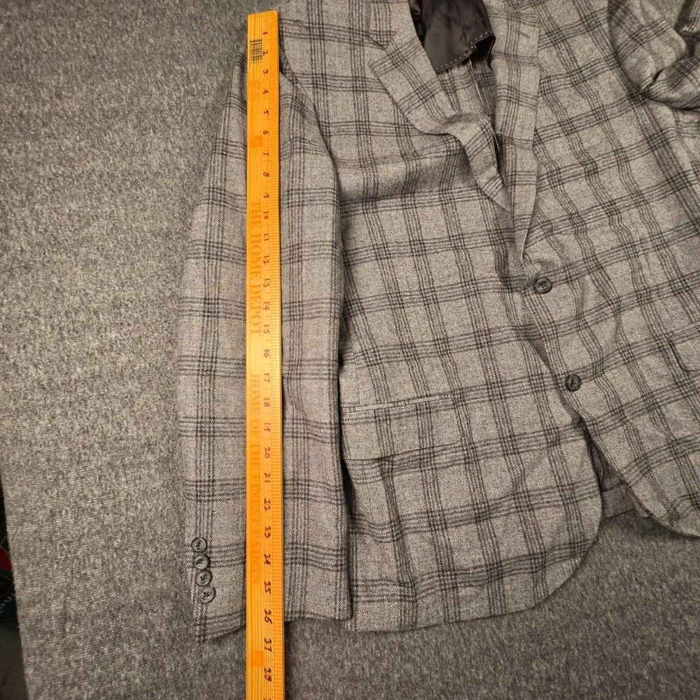 Samuelsohn Blazer E. Thomas Wool Cashmere Plaid Sport Coat Grey 48 Long NWOT
